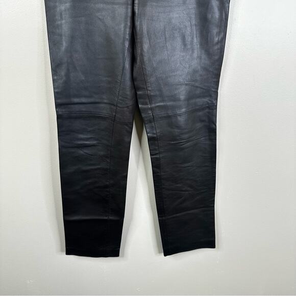 GUCCI Vintage Leather Pants Womens 44/ US 8 Dark Brown Straight Leg - Picture 2 of 11